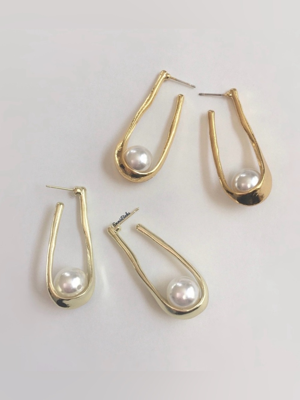 New Anthropologie Pearl Vintage Hoop Earrings - Picture 2 of 16